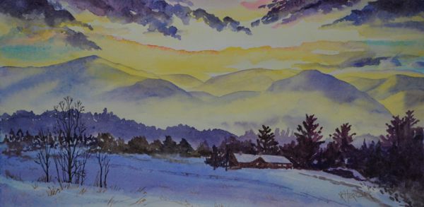 When the Morning Falls, watercolor by Kelli Hertzler. All rights reserved. #colorsoftheblueridge